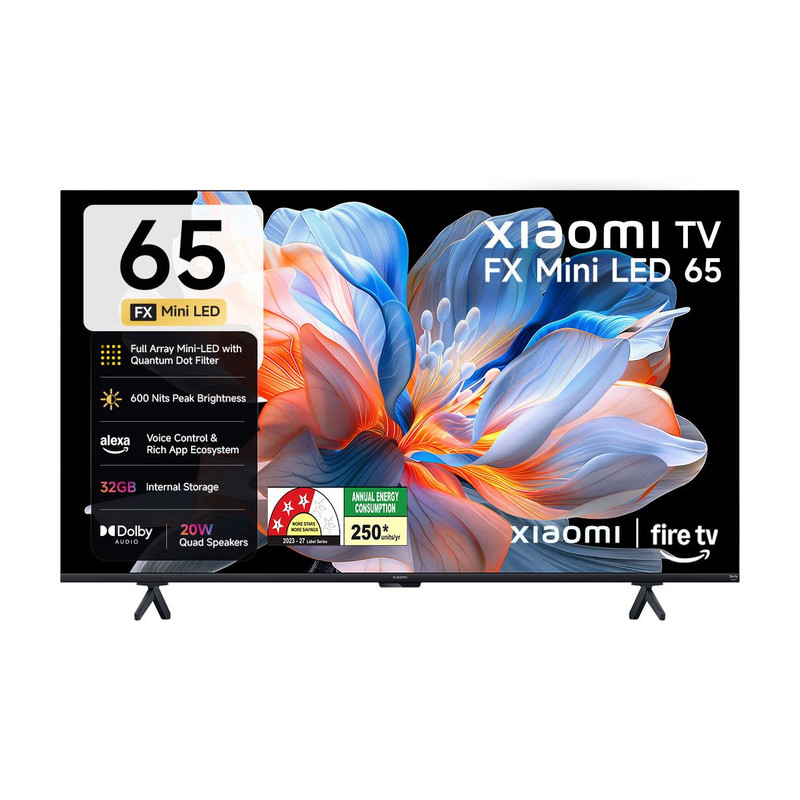 FX Series 165.1 cm (65 inch) Ultra HD (4K) Mini LED Smart Fire TV 2026 Edition with QLED TECHNOLOGY, Alexa built-in , Quantum Dot Filter , DLG 120Hz , HDR 10+, 32 GB Storage , Dolby Audio, Premium Metallic Finish Design , Film-maker Mode , Mi TV (L65MC-FSMIN)
