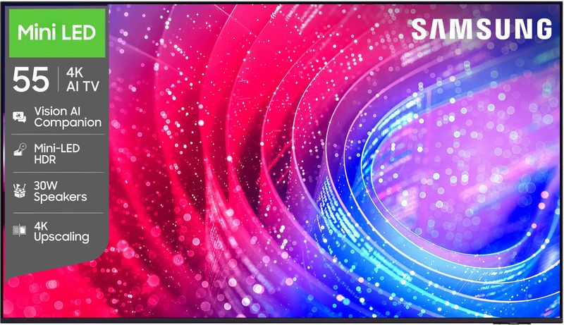 Samsung Vision AI 138 cm (55 inch) Ultra HD (4K) Mini LED Smart Tizen TV 2026 Edition with Vision AI Companion 30W Powerful Speakers Mini LED HDR Pure Spectrum Color 4K Upscaling Color Booster Samsung Knox Security 150+ Free Channels Dynamic Sound Pack (UA55M2EHAULXL)