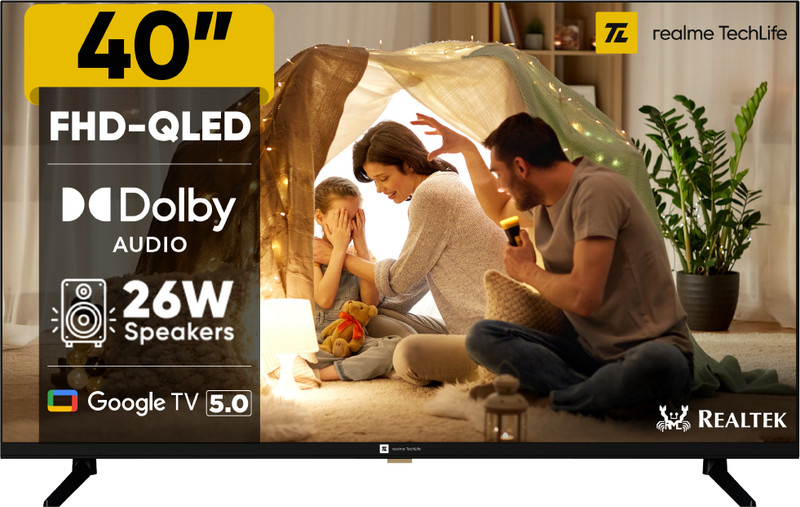 realme TechLife 100.3 cm (40 inch) QLED Full HD Smart Google TV 2026 Edition 40FHDGQRDDRQ