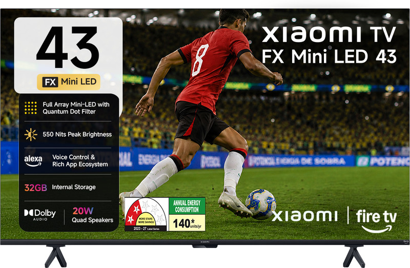 XIAOMI FX Series 108 cm (43 inch) Ultra HD (4K) Mini LED Smart Fire TV 2026 Edition with QLED TECHNOLOGY, Alexa built-in , Quantum Dot Filter , HDR 10