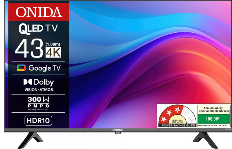 ONIDA 108 cm (43 inch) QLED Ultra HD (4K) Smart Google TV QZ43UI