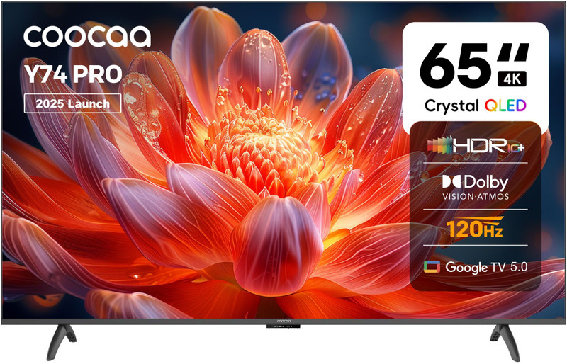Coocaa Y74 Pro 164 cm (65 inch) QLED Ultra HD (4K) Smart Google TV with Dolby Vision & Dolby Atmos | 120Hz Game Accelerator | ALLM & MEMC | Wide Colou