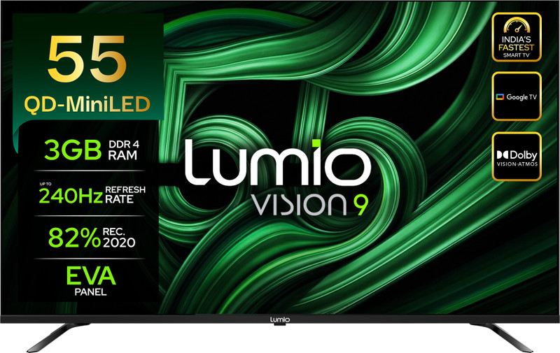 Lumio Vision 9 139 cm (55 inch) Ultra HD (4K) Mini LED Smart Google TV 2026 Edition with 4K 144Hz 1080p 240Hz HDR Dolby Vision + Atmos and 800 Nits Pe