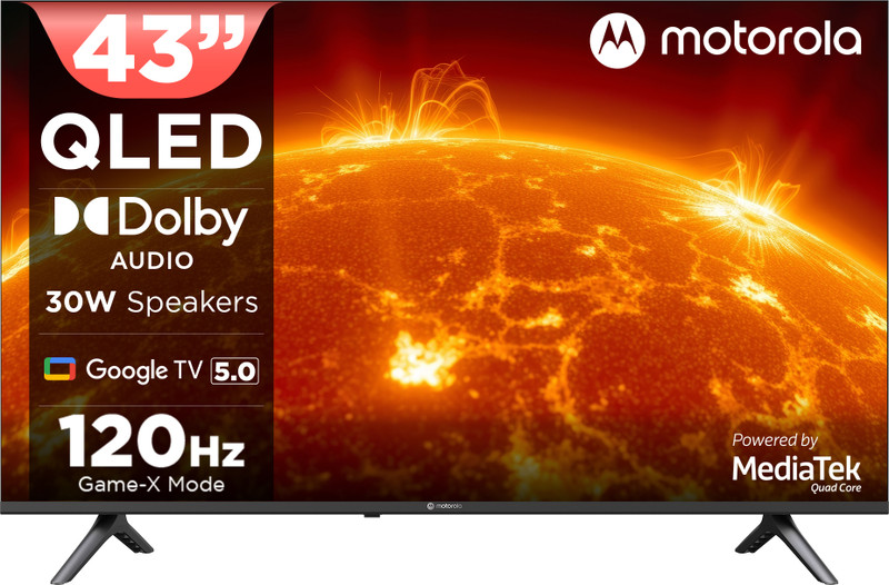 MOTOROLA 108 cm (43 inch) QLED Ultra HD (4K) Smart Google TV 2025 Edition with 5.0 OS, 30 W speaker, 120Hz Game accelerator, and Dolby Audio 43UHDGQMW