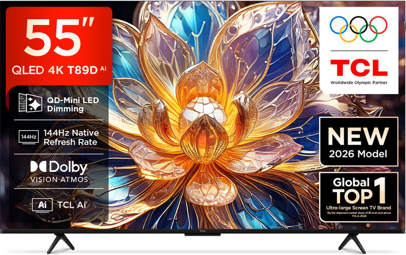 TCL QD-Mini LED Dimming T89D 138.71 cm (55 inch) QLED Ultra HD (4K) Smart Google TV 2026 Edition with TCL Ai HVA Panel Dolby Vision- Atmos, 30W Native