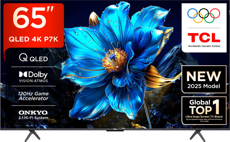 tcl p7k 164 cm 65 inch qled ultra hd 4k smart google tv dolby vision atmos 35w onkyo 2 1ch subwoofer game master