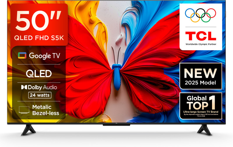 Tcl S5k 126 Cm 50 Inch Qled Full Hd Smart Google Tv 100% Color Volume Plus | 24w Dolby Audio | Google Assitant | Chromecast Built- |metallic Bezel-les