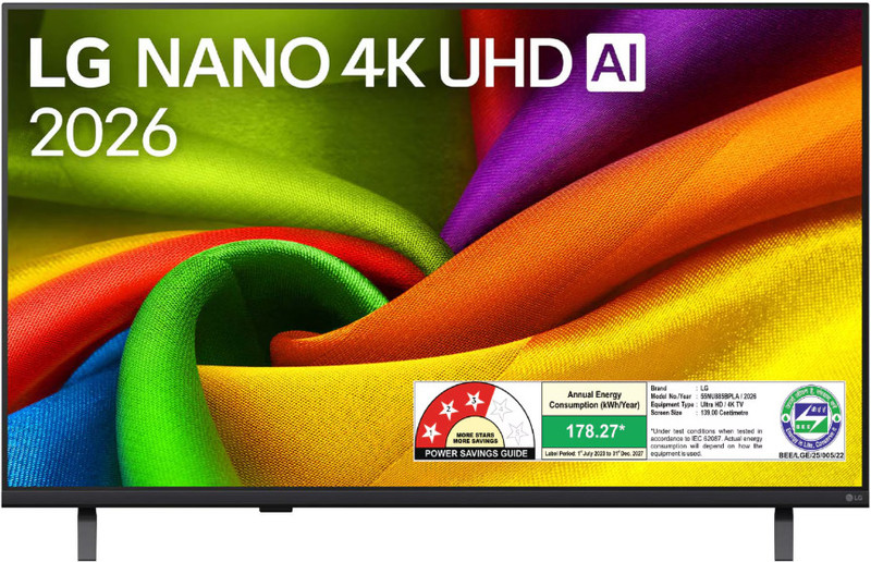 LG 139 cm (55 inch) Ultra HD (4K) NanoCell Smart WebOS TV with NANO 4K AI UHD TV with α7 AI Processor 4K Gen9, with HDR10 Pro 2026 55NU885BPLA