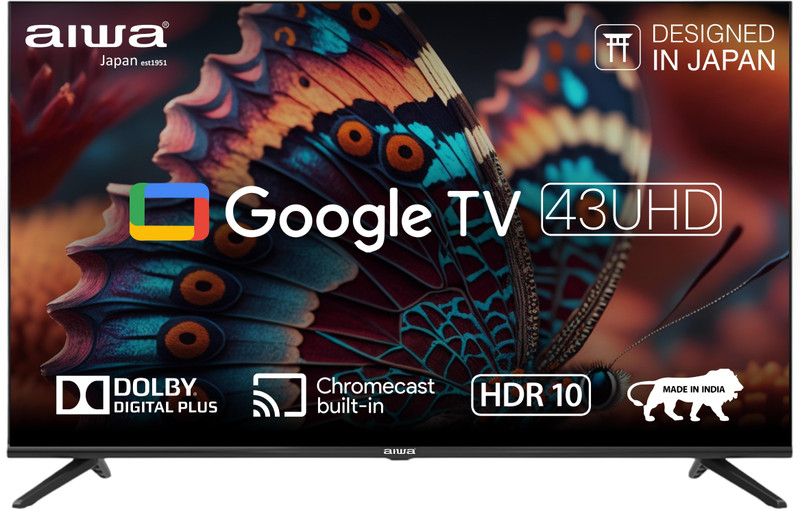Aiwa 109.22 cm (43 inch) Ultra HD (4K) LED Smart Google TV with 1N Remot Control| |4N Screw| |1N User Manual with Warranty Card| |1N Set Table Stand, 