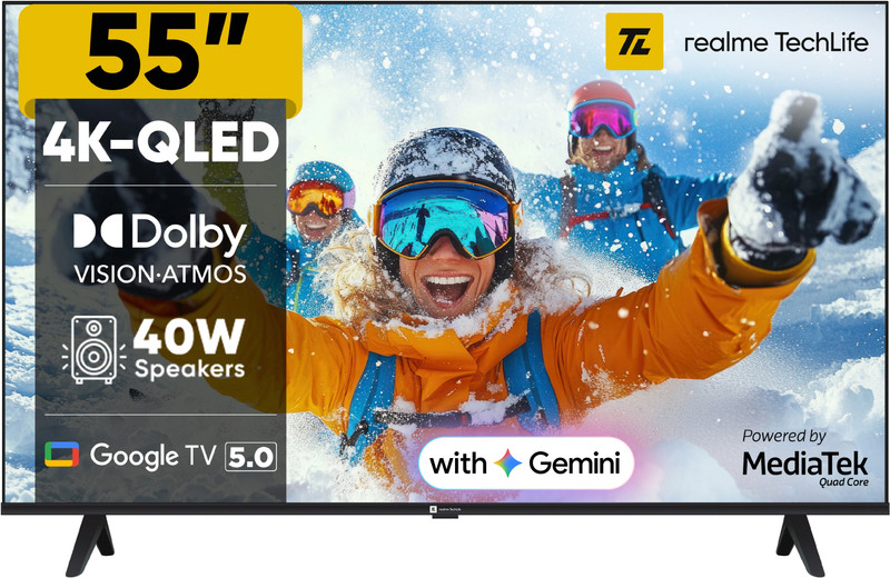 realme TechLife 109 cm (43 inch) QLED Ultra HD (4K) Smart Google TV 2026 Edition 43UHDGQRASDQ