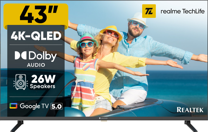 realme TechLife 108 cm (43 inch) QLED Ultra HD (4K) Smart Google TV 2026 Edition 43UHDGQRDDRQ
