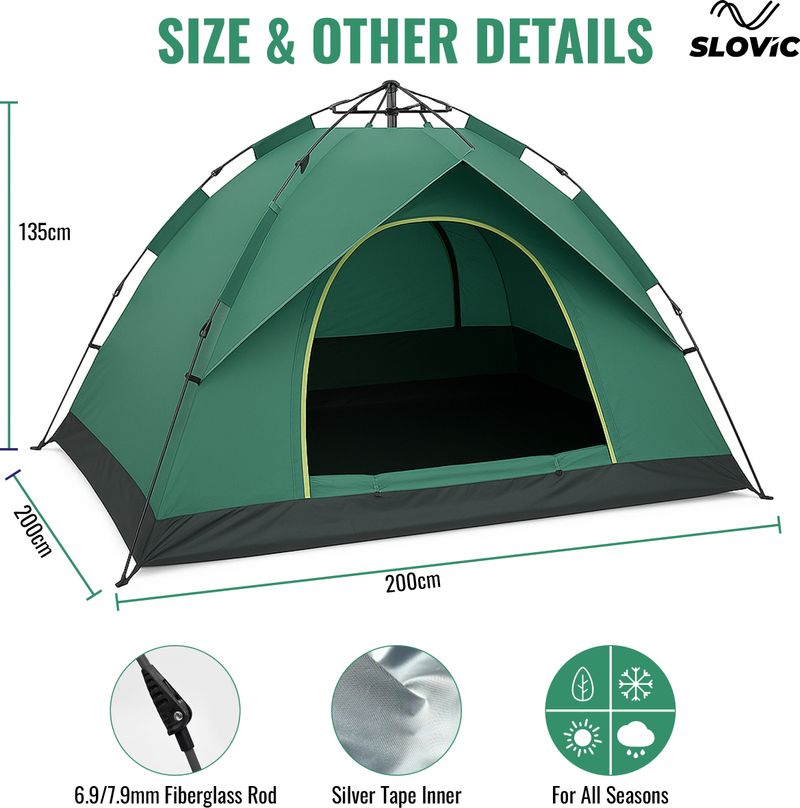 SLOVIC 3 Person Camping Tent - Image 5