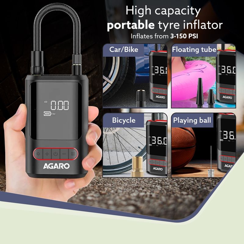 AGARO Galaxy 150 psi Cordless Tyre Air Pump - Image 4
