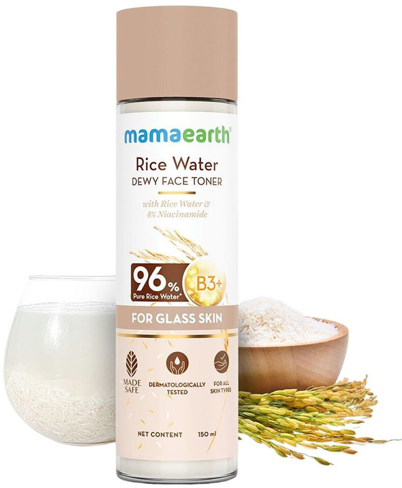 Mamaearth Rice Water Dewy Face Toner with Rice Water & 4% Niacinamide for Glass Skin Men & Women 150 ml