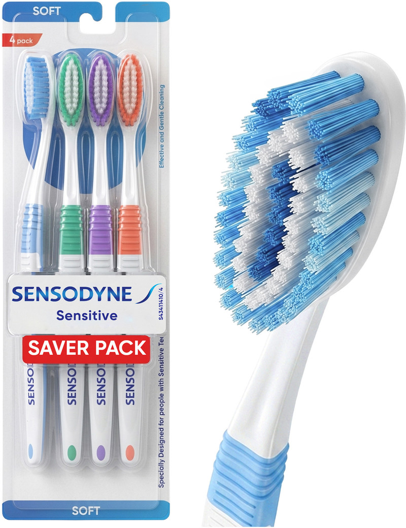 SENSODYNE Sensitive with soft rounded bristles. Soft Toothbrush (Pack of 4)