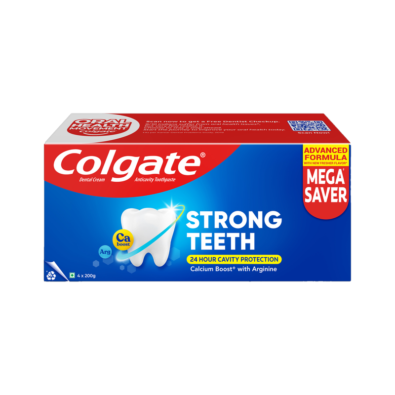 Colgate Strong Teeth Indias No.1 Toothpaste Brand, Calcium-boost for 2X Stronger Teeth Toothpaste (800 g)
