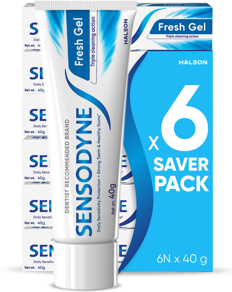 SENSODYNE Fresh Gel Toothpaste Combo Pack;daily sensitivity protection,Pack of 6 (40 gm*6) Toothpaste 240 g, Pack of 6