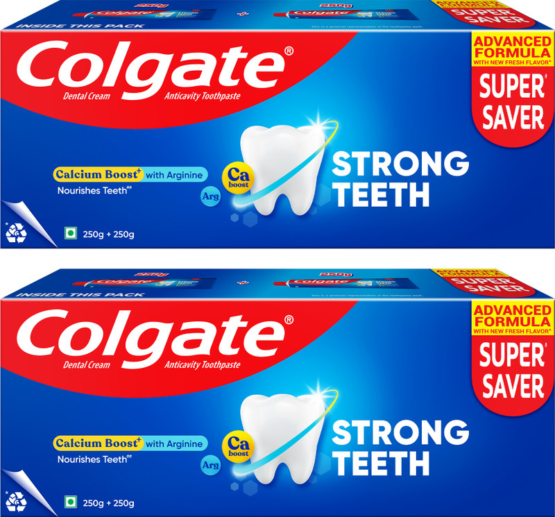 Colgate Strong Teeth Calcium Boost with Arginine Anticavity Toothpaste (1000 g, Pack of 2)