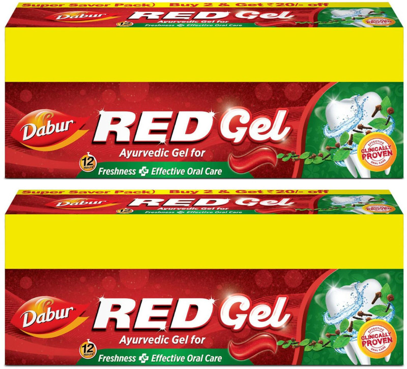 Dabur Red Ayurvedic Gel for Freshness ( Super Saver Pack) Toothpaste 600 g, Pack of 2