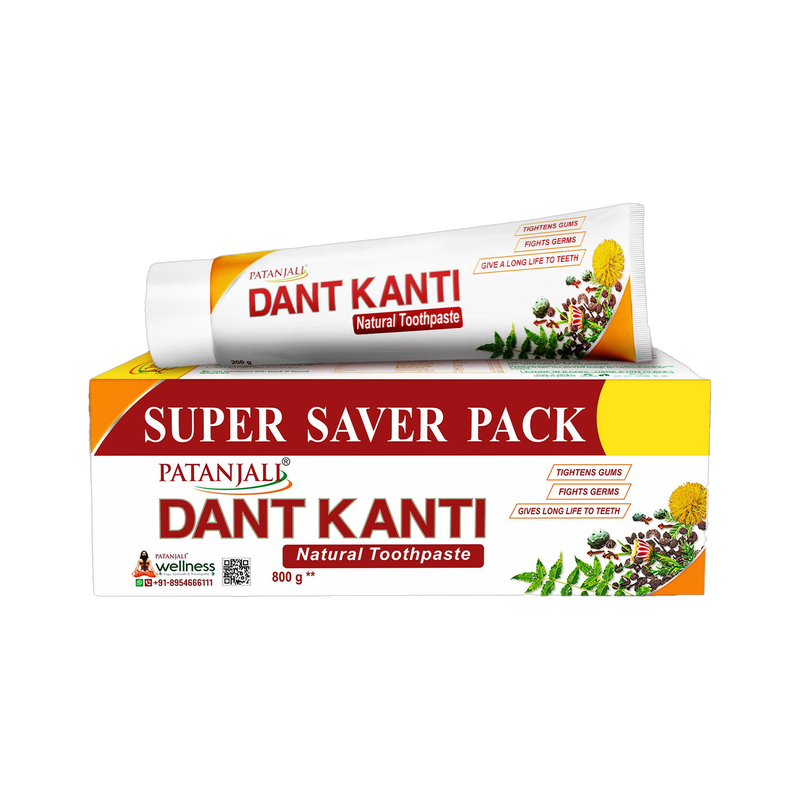 PATANJALI Dant Kanti For Strong Teeth & Gums, Prevents Bad Breath Toothpaste 800 g, Pack of 4