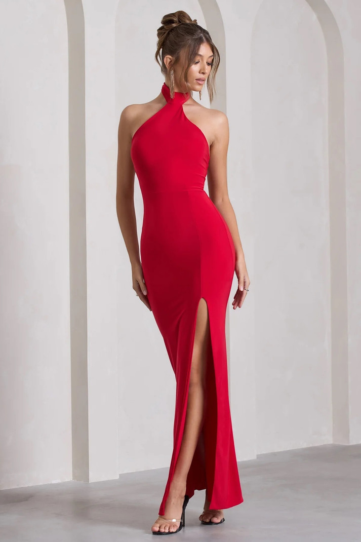 Traquila Women Bodycon Red Maxi/Full Length Dress view 5