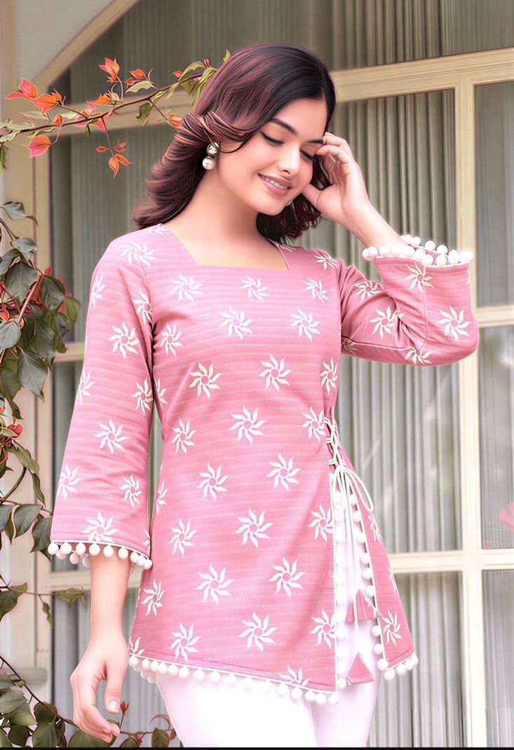FABRICFETCH TEXTILES Women Pink Printed Top - Image 4