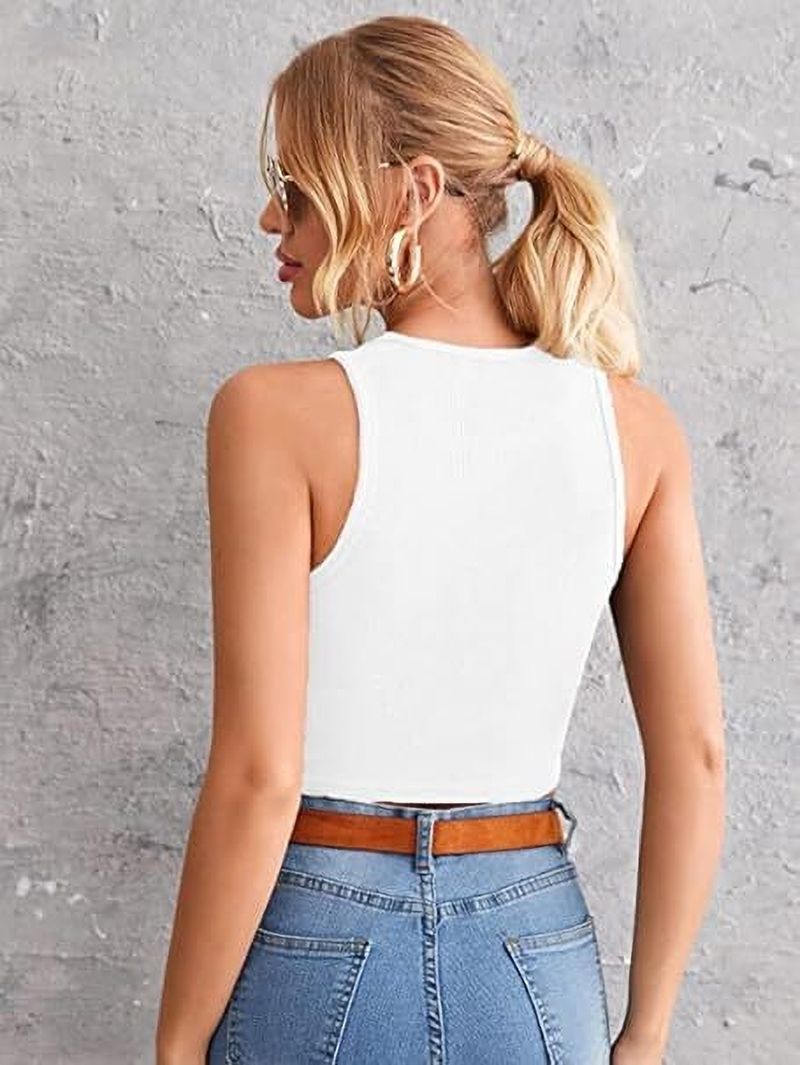 TUSI Women Sleeveless Top, White - Image 3