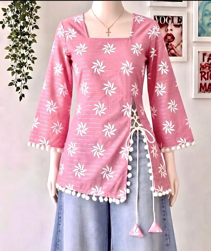 FABRICFETCH TEXTILES Women Pink Printed Top - Image 2