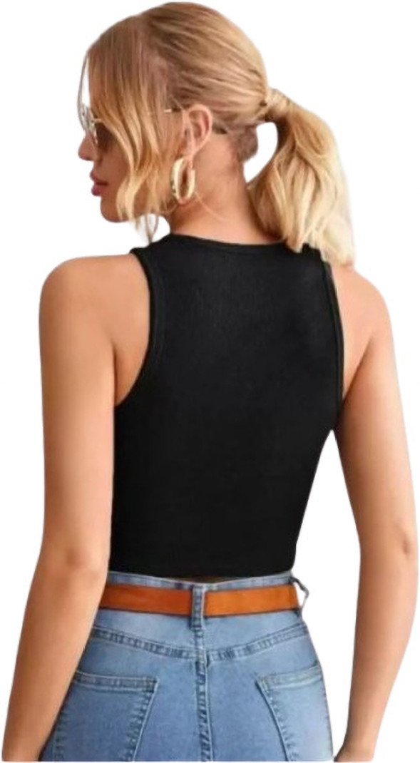 Pack of 2 Casual Sleeveless Self Design, Solid Women White, Black Top view 3