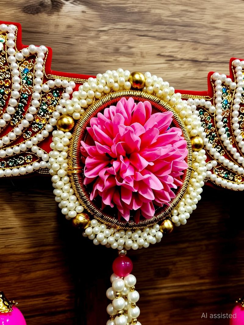 HEGiENES DECORS Beads Lotus With Artificial Flower Hanging Toran - Image 4
