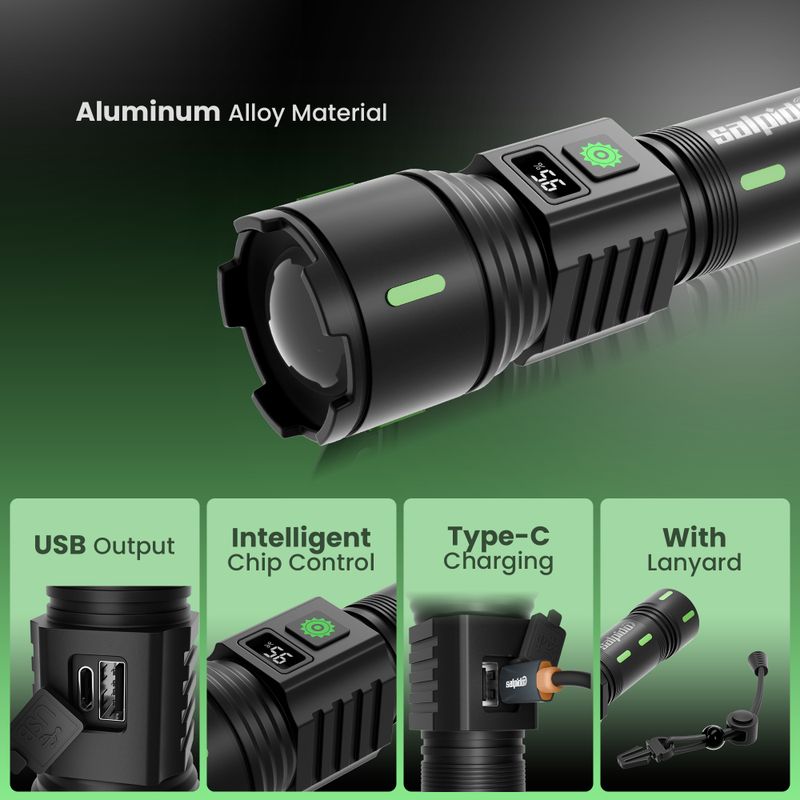 Salpido Vortex FL-05 LED Torch Black 17cm Rechargeable - Image 4