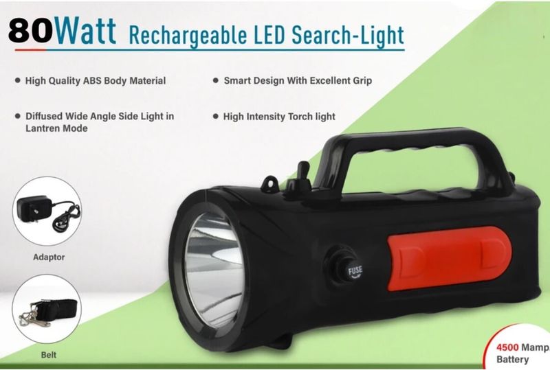 DEGNO LED Kissan Search Torch 80W, Long battery backup kisan super Laser Torch light Torch (Black, 20 cm, Rechargeable) - Image 6