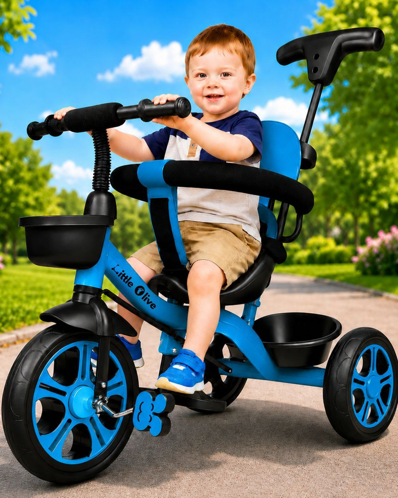 Little Olive Kiddie Kart Tricycle - Safe, Sturdy, And Stylish Ride-On Toy For Kids, Ages 2-5 Tricycle (Black)