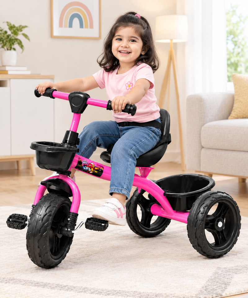 Stepupp Grow STEPUP GROW BABY TRICYCLE WITH BASKET PINK COLOUR FOR KIDS stp g pink kids tricycle,baby tricycle,tricycle-001 Tricycle Pink, Black
