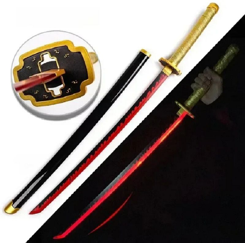 World Gift Mart Led Wooden Katana 104 Cm | Wooden Katanaâ Red Glowing Blade & Gold Handle Maces & Swords (Multicolor) - Image 5