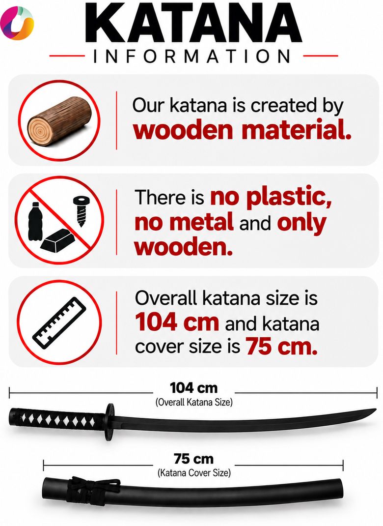 RUVIDO CASO Demon Slayer Tanjiro Wooden Katana - Image 3