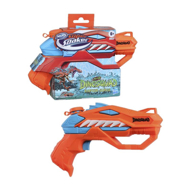 Nerf SuperSoaker Dinosquad Raptor-Surge Water Blaster, Branded Holi Pichkari Water Gun (Multicolor)