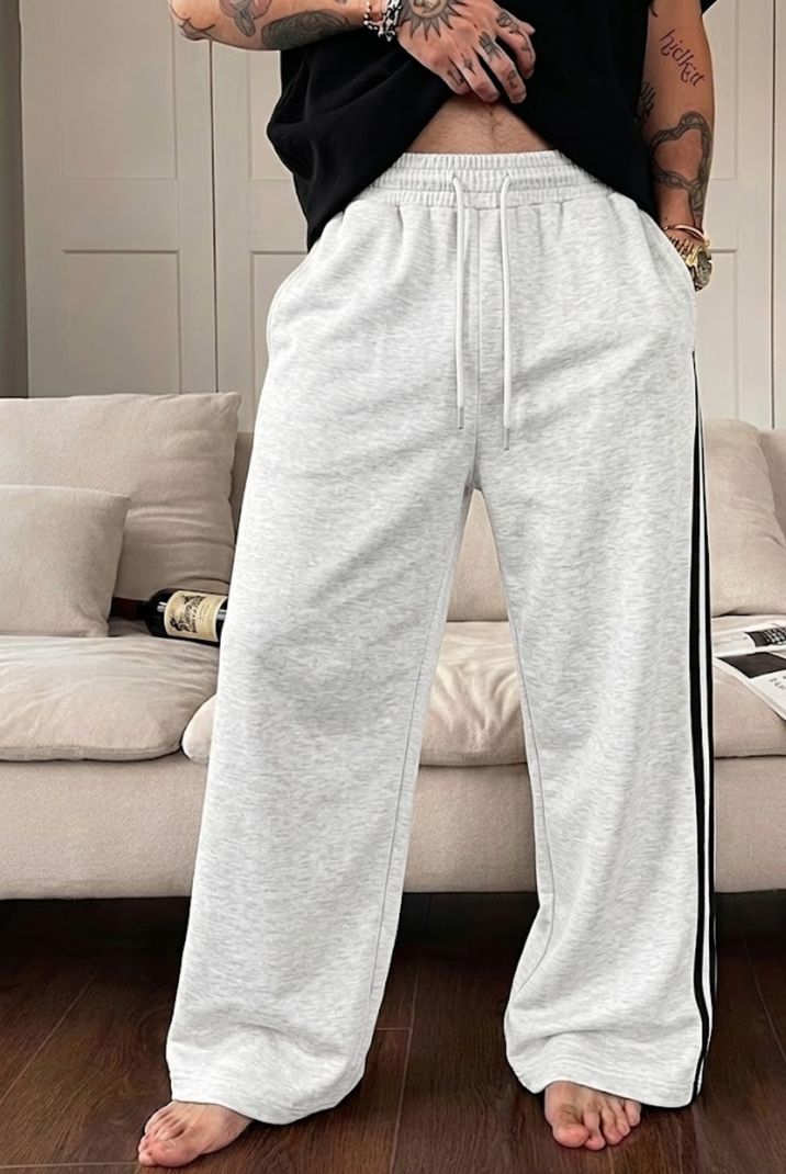 Dockstreet Men Striped White Track Pants - Image 2
