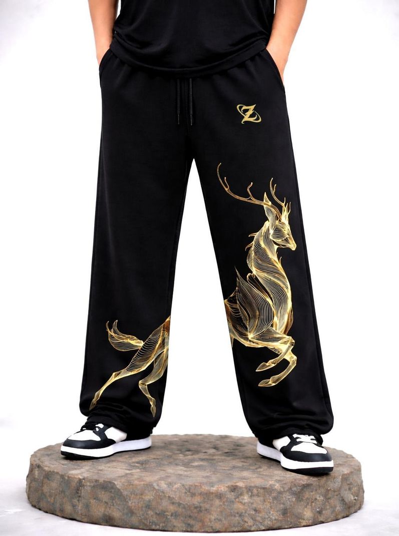 ZEN1FASHION Men Black Printed Track Pants - Image 2