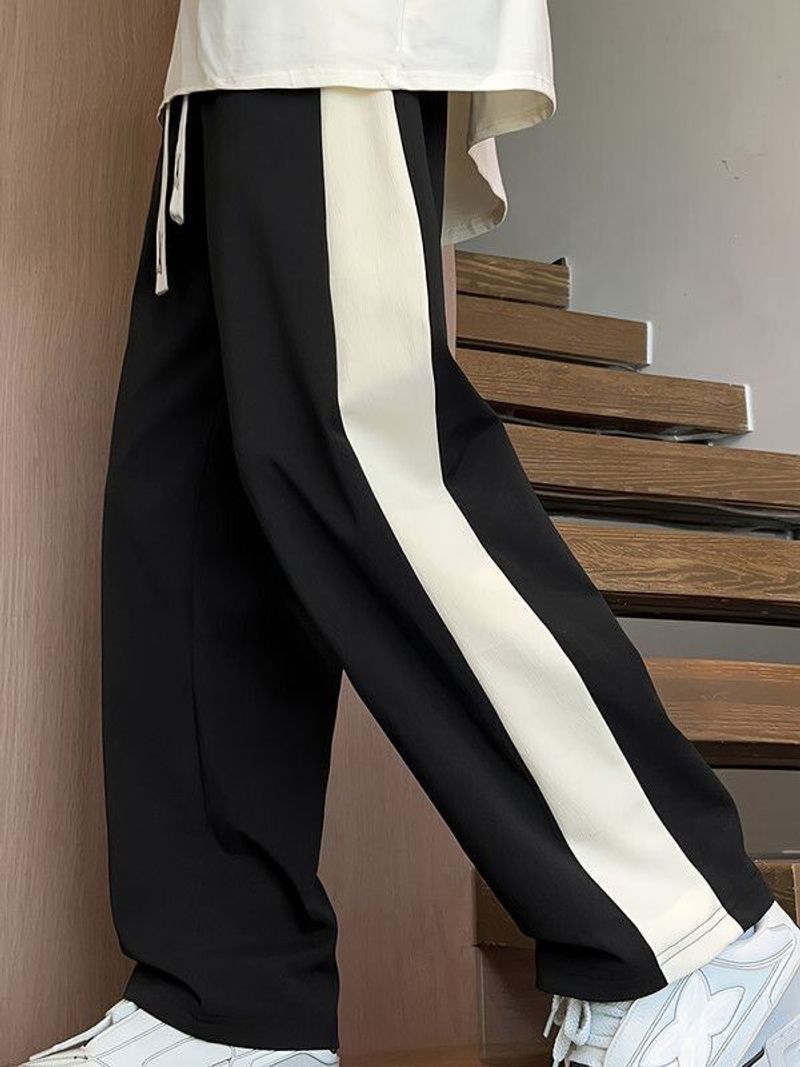 QUTUN Men Black Striped Track Pants - Image 6