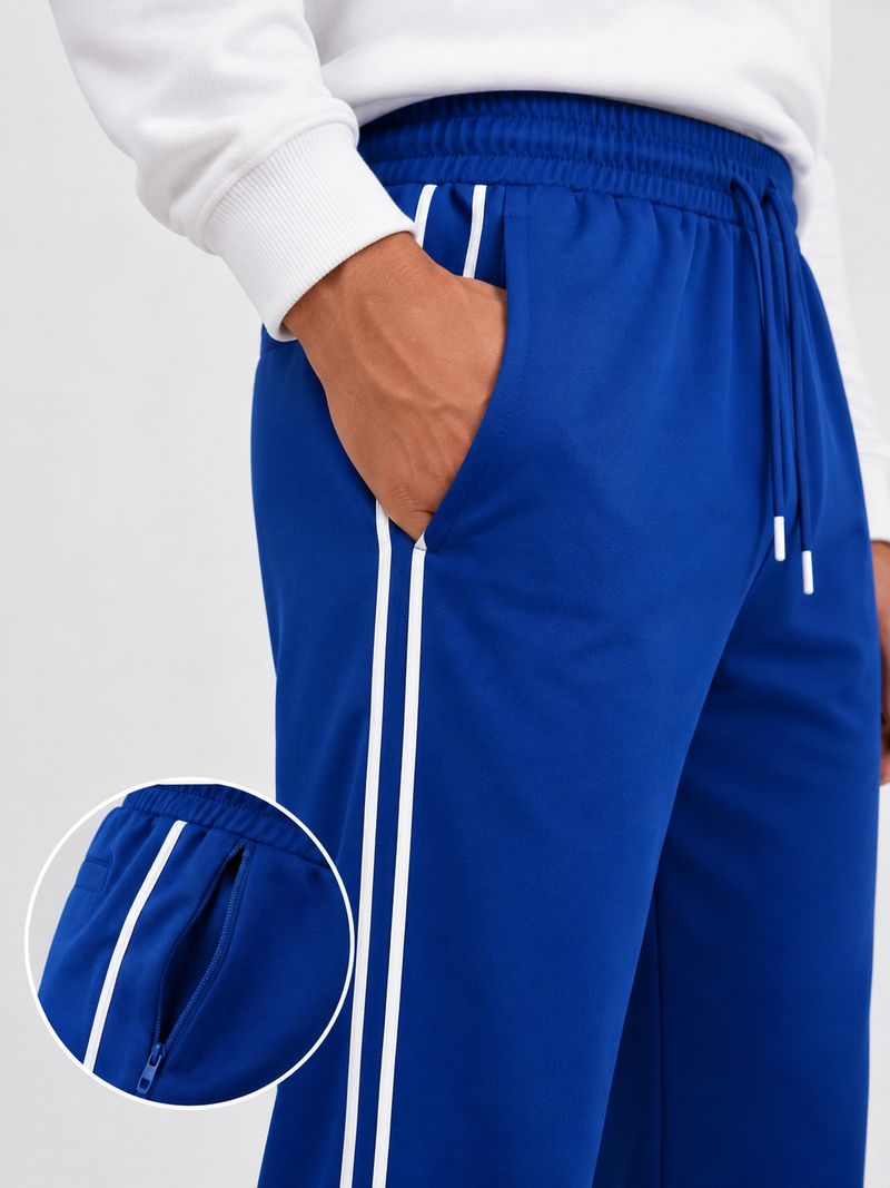 VEXUA Men Blue Striped Track Pants - Image 3