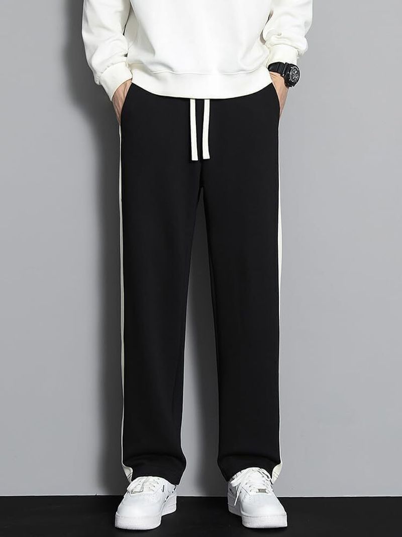 lime verse Men Striped Black Track Pants - Image 4