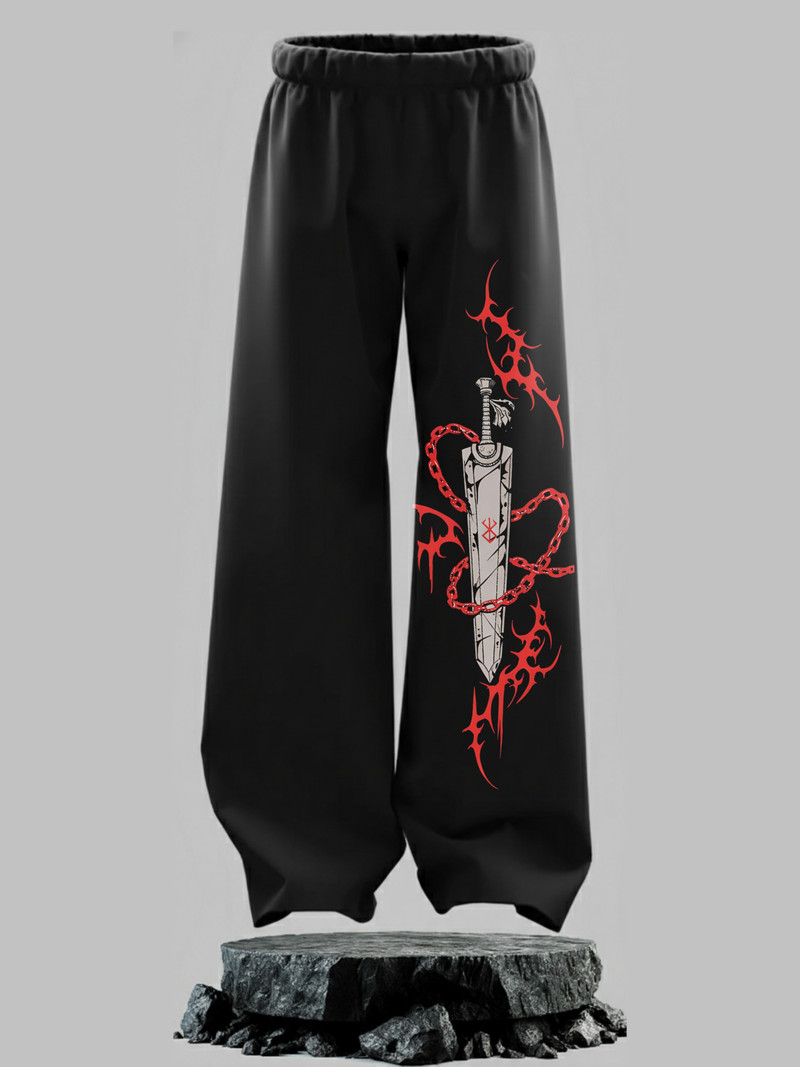 Wayup Men Graphic Print Black Track Pants