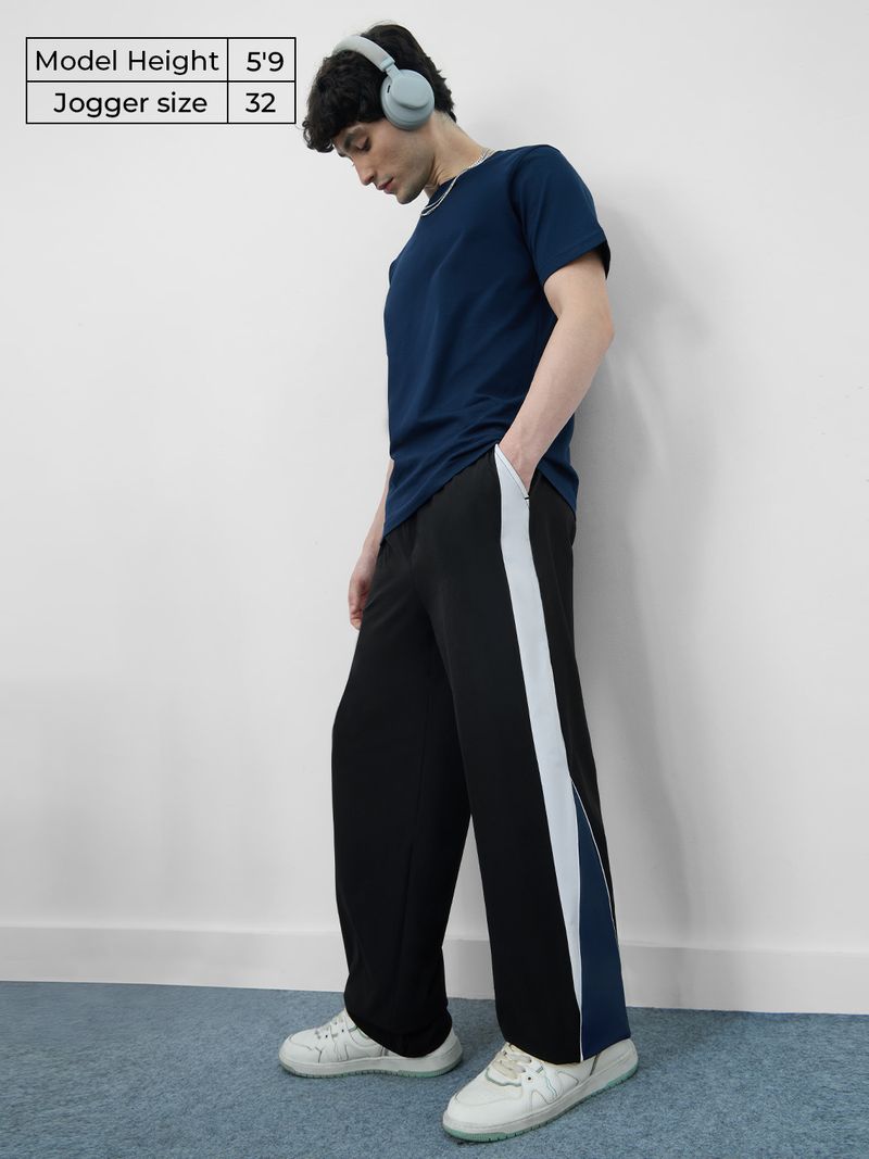 The Souled Store Men Colorblock Black Track Pants - Image 5