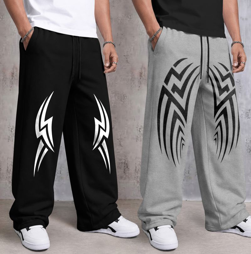 TRIPR Men's 2-Pack Black, Grey Track Pants - Image 4