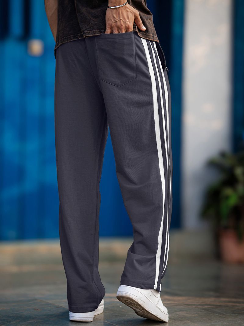 FOXTER Men Striped Grey Track Pants - Image 5