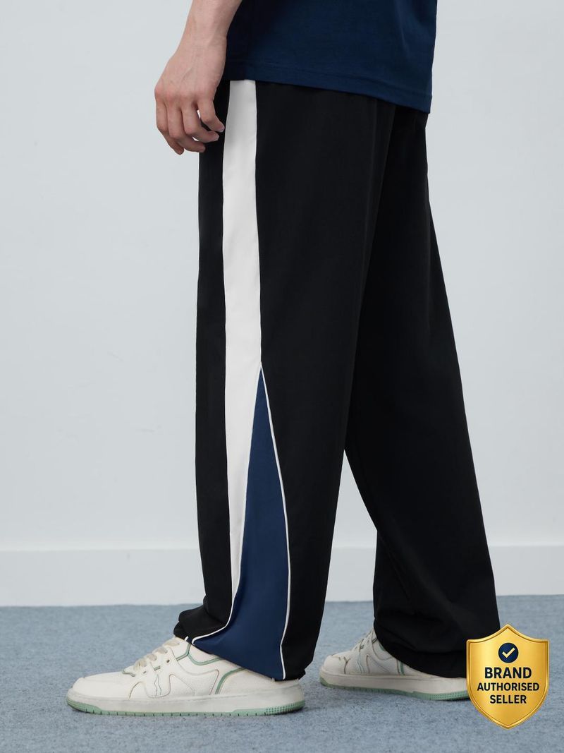 The Souled Store Men Colorblock Black Track Pants - Image 2