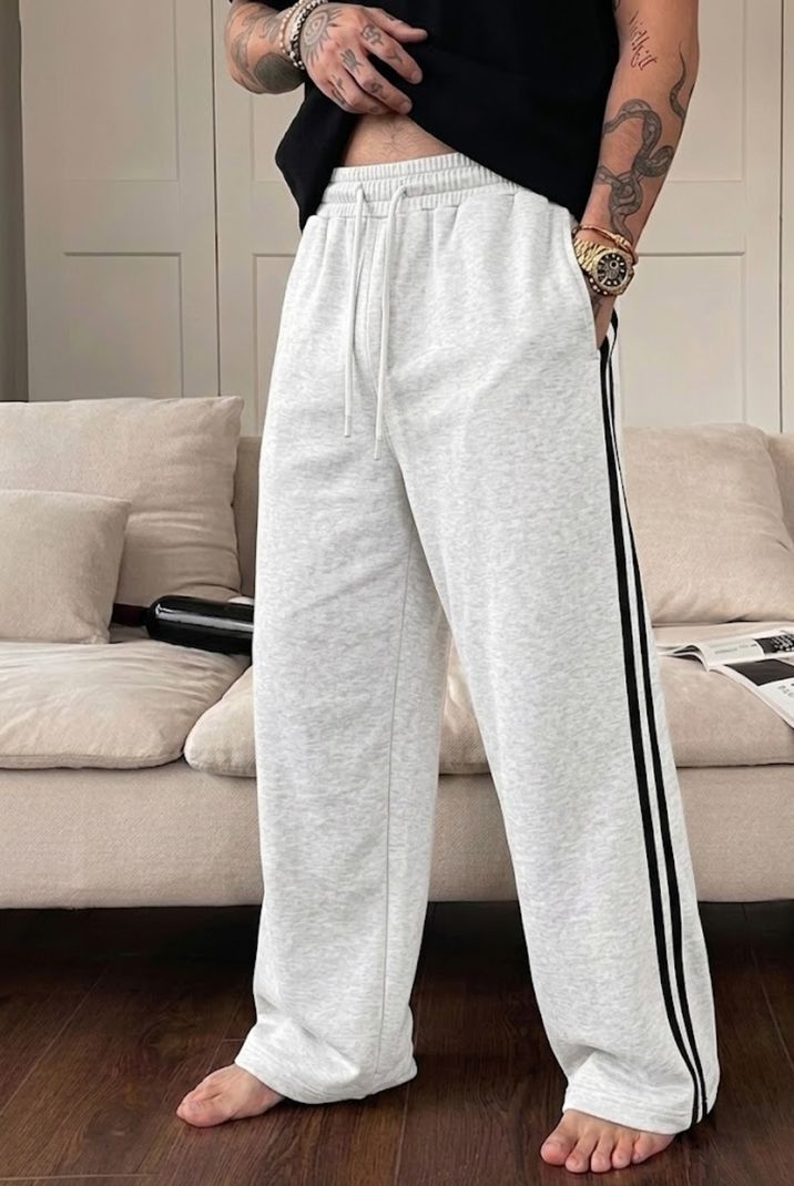 Dockstreet Men Striped White Track Pants - Image 4