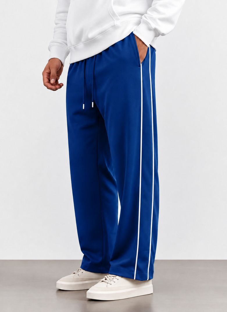 VEXUA Men Blue Striped Track Pants - Image 4
