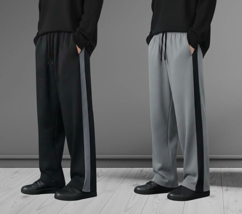 yanexa 2-Pack Men Striped Black, Grey Track Pants - Image 2